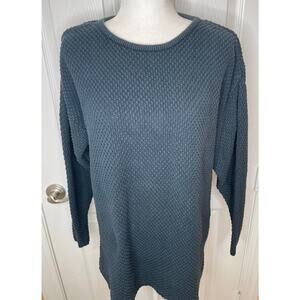 Eileen Fisher 100% Cotton Navy Crew neck Sweater size 2 oversized (Large)